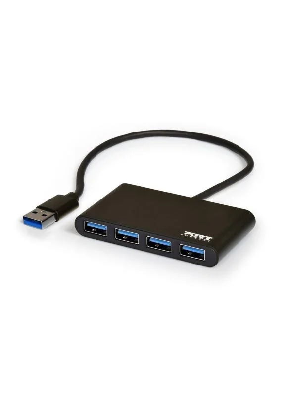 PORT CONNECT USB Hub, 4× USB 3.0, černý