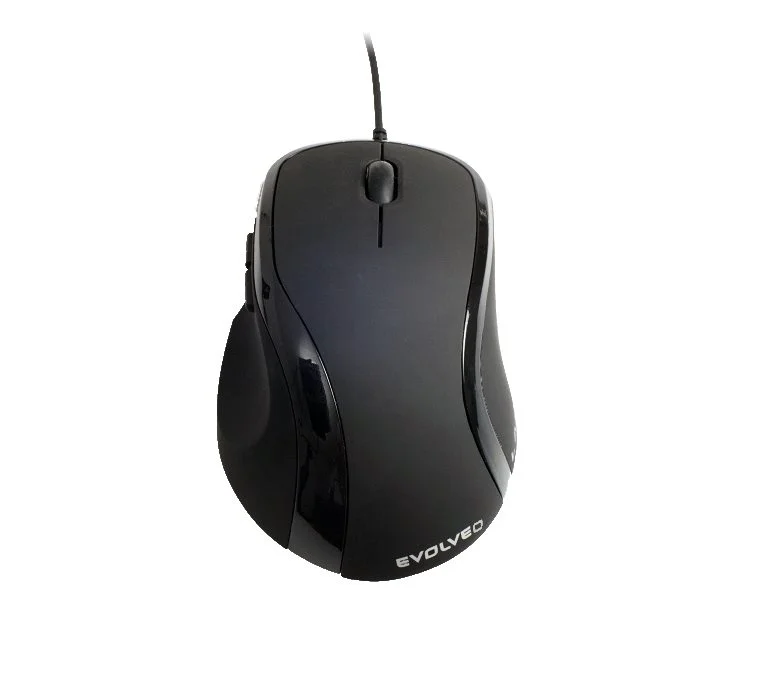 EVOLVEO ML-507B/Ergonomická/Laserová/Pro praváky/1 600 DPI/Drátová USB/Černá