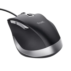 TRUST Fyda/Ergonomická/Optická/Pro praváky/5 000 DPI/Drátová USB/Černá-stříbrná - obrázek 3