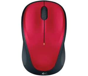 Logitech M235/Cestovní/Optická/1 000 DPI/Bezdrátová USB/Černá-červená