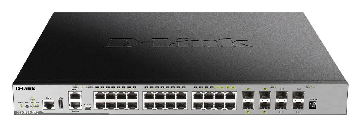 D-Link DGS-3630-28PC/SI L3 24Gb PoE 4x10G
