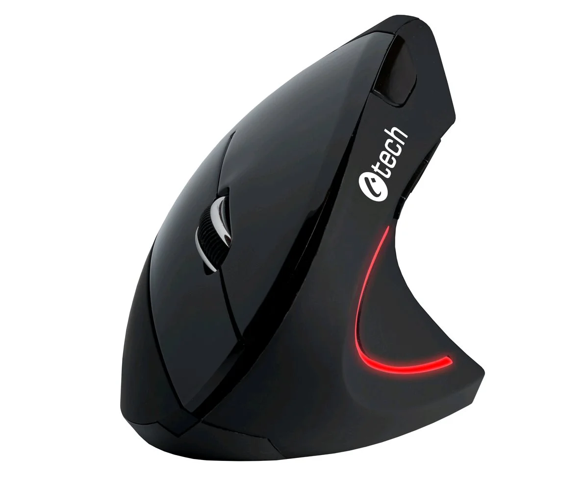 Myš C-TECH VEM-09/Vertikální/Optická/Pro praváky/1 600 DPI/Bezdrátová USB/Černá