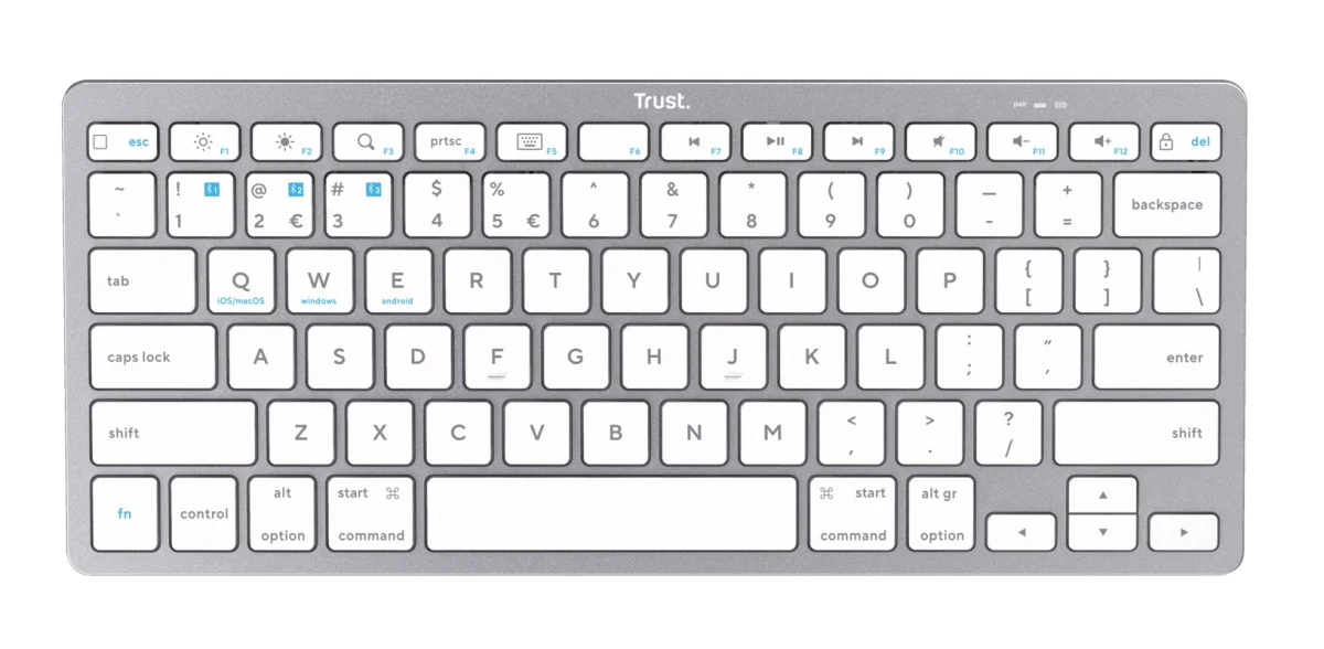 TRUST/Bezdrátová Bluetooth/CZ-SK layout/Stříbrná