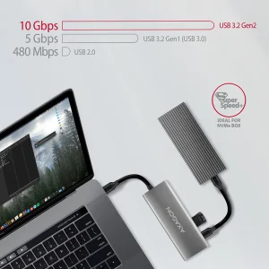 AXAGON HMC-5G21, USB 10Gb/s hub, porty 2x USB-A, 2x USB-C, HDMI 4k/30, PD 60W, kabel USB-C 13cm - obrázek 4