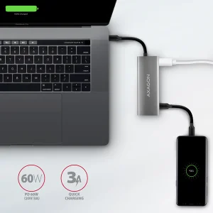 AXAGON HMC-5G21, USB 10Gb/s hub, porty 2x USB-A, 2x USB-C, HDMI 4k/30, PD 60W, kabel USB-C 13cm - obrázek 5