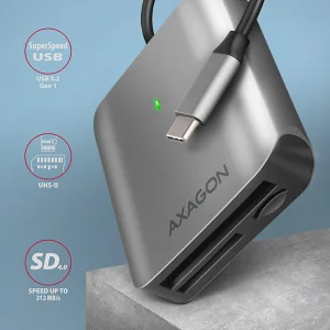 AXAGON CRE-S3C, USB-C 3.2 Gen 1 - SUPERSPEED čtečka karet 3-slot & lun SD/microSD/CF, podpora UHS-II - obrázek 4
