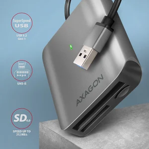 AXAGON CRE-S3, USB-A 3.2 Gen 1 - SUPERSPEED čtečka karet, 3-slot & lun SD/microSD/CF, podpora UHS-II - obrázek 5