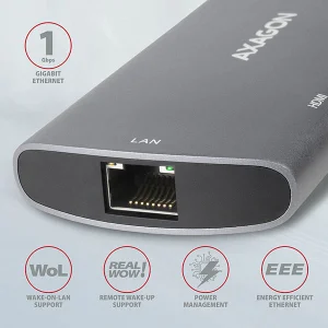 AXAGON HMC-6M2 USB 3.2 hub HDMI RJ-45 SATA M.2 PD 100W - obrázek 11