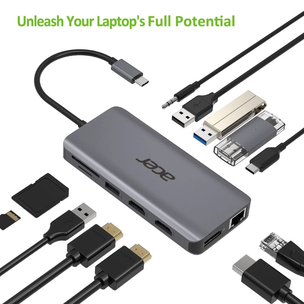 Acer 12v1 USB-C dokovací stanice s HDMI, DP a ethernetem