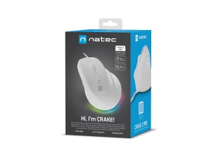 Vertikální myš Natec CRAKE 2 PRO/Vertikální/Optická/Pro praváky/12 400 DPI/Drátové USB-A/Bílá - obrázek 3