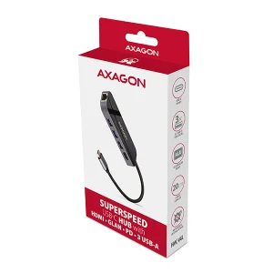 AXAGON HMC-6GL, USB 3.2 Gen 1 hub, 3x USB-A, HDMI 4k/30Hz, RJ-45 GLAN, PD 100W, kabel USB-C 20cm - obrázek 10