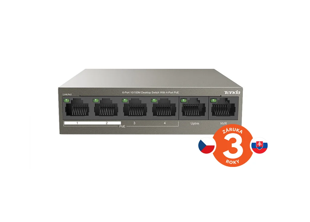 TENDA TEF1106P-4-63W PoE switch 6x 100Mb/s 63W