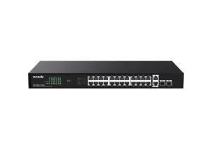Tenda TEG1128P-24-410W PoE+ Gigabit switch 24x 1Gb/s PoE+ 802.3af/at + 2x SFP + 2x RJ45, 370W, Rack - obrázek 2