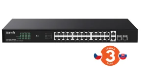 Tenda TEG1128P-24-410W PoE+ Gigabit switch 24x 1Gb/s PoE+ 802.3af/at + 2x SFP + 2x RJ45, 370W, Rack - obrázek 3