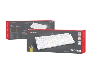 Herní mechanická klávesnice Genesis THOR 404/RGB/Gateron Yellow Pro/Drátové USB-A/US layout/Bílá - obrázek 10