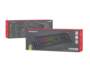 Herní mechanická klávesnice Genesis THOR 404/RGB/Gateron Yellow Pro/Drátové USB-A/US layout/Černá - obrázek 4