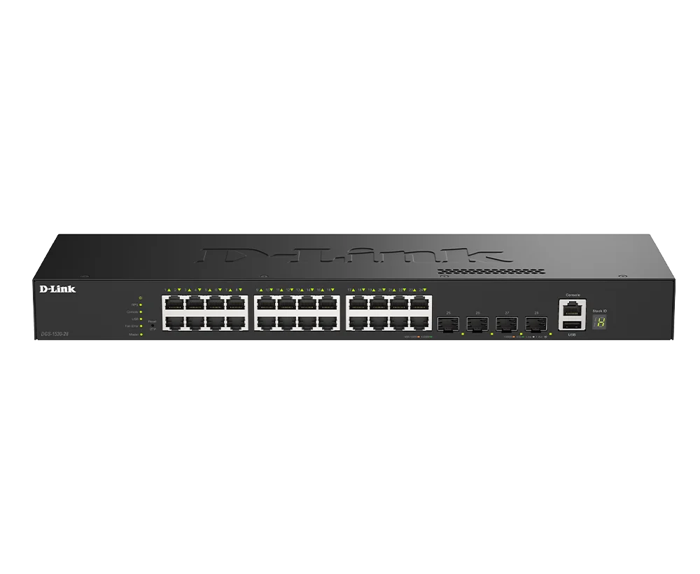 D-Link DGS-1530-28/E 24 Ports GE + 4 Ports 10G SFP+ Smart Managed Switch