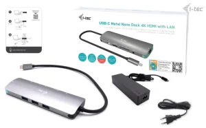 i-tec USB-C Metal Nano dokovací stanice 4K HDMI + nabíječka 100W - obrázek 2
