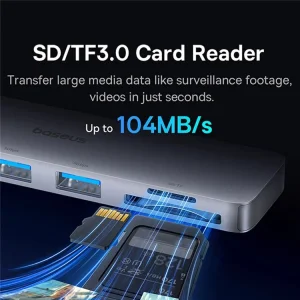 Baseus Dokovací stanice Ultra Joy 6v1 (USB-C PD, 3xUSB 3.0, SD/TF) šedá - obrázek 3