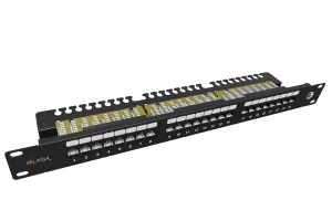 19" patch panel Solarix 24 x RJ45 CAT6 UTP s vyvazovací lištou 1U SX24L-6-UTP-BK-N - obrázek 2