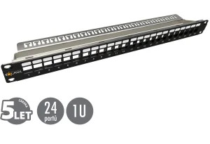 19" modulární neosazený patch panel Solarix 24 portů 1U SX24M-0-STP-BK-UNI-N