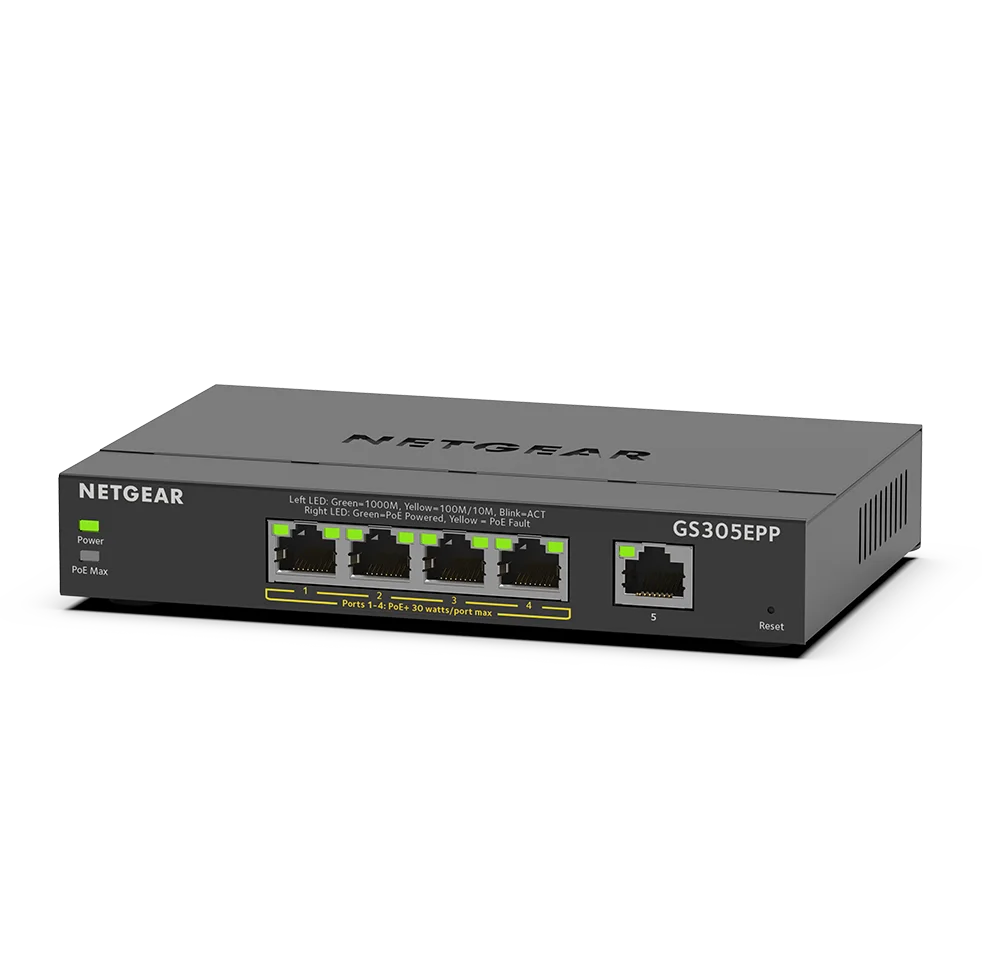 NETGEAR 5portový Gigabitový switch s PoE+