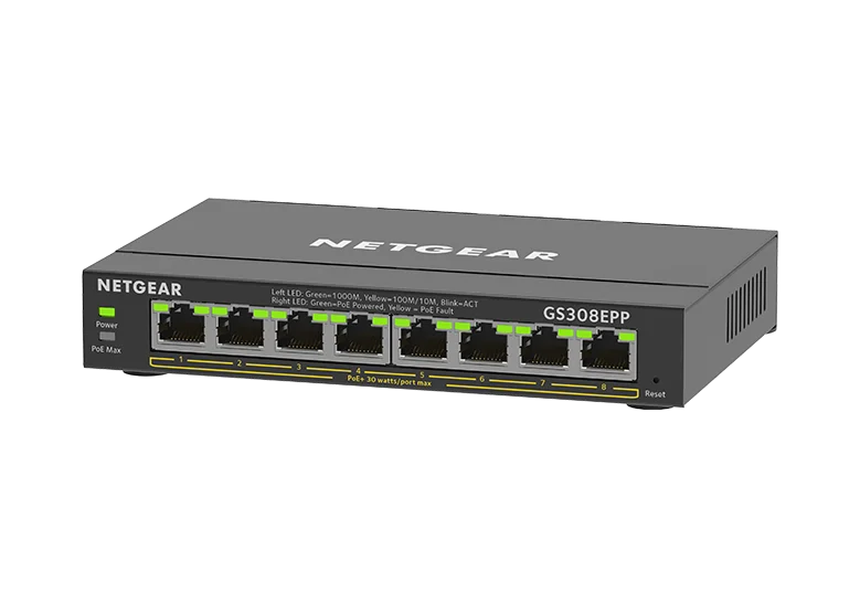 NETGEAR 8portový switch s vysokovýkonným PoE+