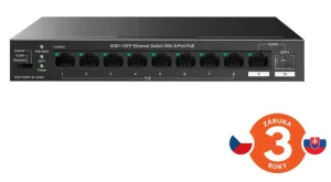 Tenda TEG1110PF-8-120W PoE+ AT switch 8xPoE 802.3af/at + Uplink RJ45 + SFP port, 110W, PoE+, fanless