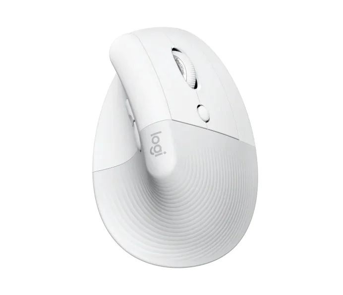 Logitech Lift/Vertikální/Optická/Pro praváky/4 000 DPI/USB+BT/Světle šedá