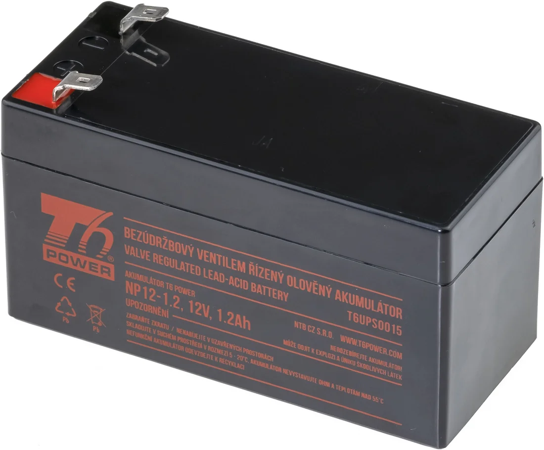 Akumulátor T6 Power NP12-1.2, 12V, 1,2Ah, F1