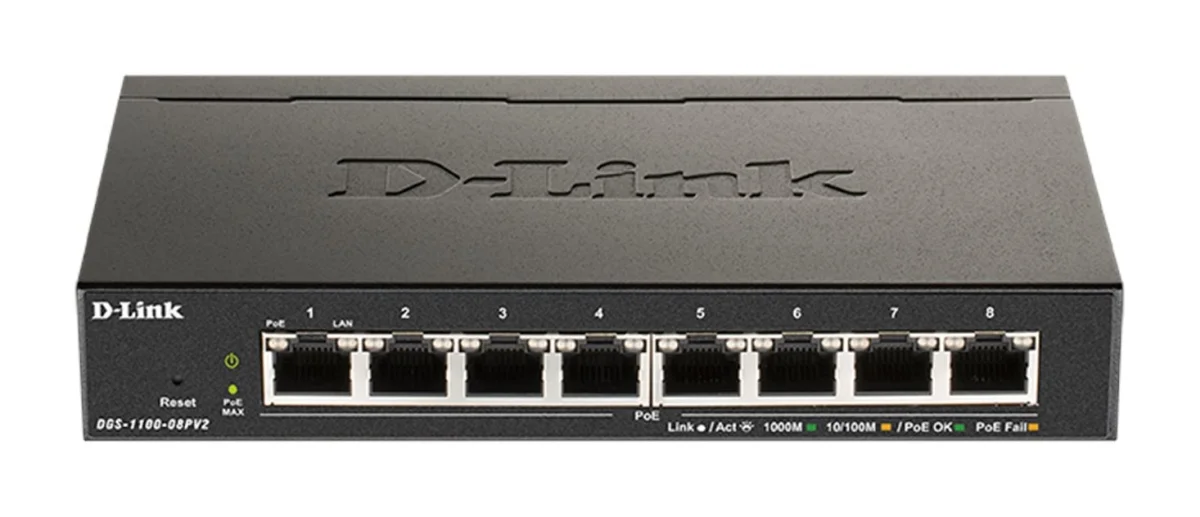 D-Link DGS-1100-08PV2 Smart Switch 8x 1000Base-T PoE