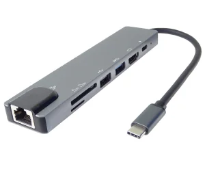 PremiumCord USB-C adaptér HDMI USB3.0 RJ45 PD