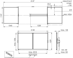Vogel's RISE WBS86M keramické tabule se závěsy pro 86" obrazovky na stojanech RISE 5xxx - obrázek 2