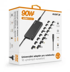 ALIGATOR univerzální napájecí adaptér 90W s 16 konektory a USB - obrázek 7