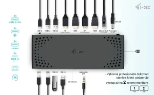 i-tec USB 3.0/USB-C/Thunderbolt Dual Display dokovací stanice PD 100W - obrázek 3