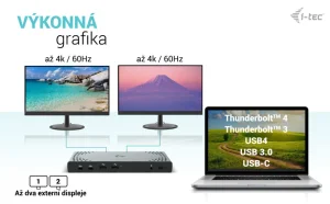 i-tec USB 3.0/USB-C/Thunderbolt Dual Display dokovací stanice PD 100W - obrázek 6