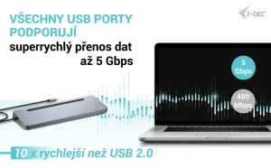 i-tec USB-C Metal Ergonomic 3x 4K Display Docking Station, Power Delivery 100 W - obrázek 4