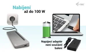 i-tec USB-C Metal Ergonomic 3x 4K Display Docking Station, Power Delivery 100 W - obrázek 7