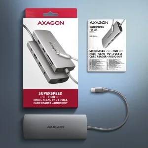 AXAGON HMC-8HLSA USB hub, HDMI 4K, Ethernet, SD, PD - obrázek 3