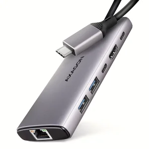 AXAGON HMC-6G2L USB hub, 2x USB-A, HDMI, RJ-45, PD 100W
