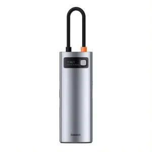 Baseus dokovací stanice 7v1 USB-C (USB-C PD 100W, USB-C, 2x USB 3.0, HDMI, SD/TF port) šedá