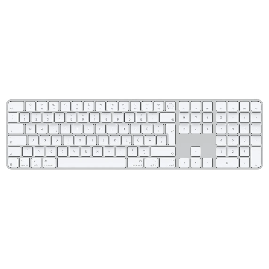 Apple Magic Keyboard Numeric Touch ID/Bezdrátová Bluetooth/GER layout/Bílá