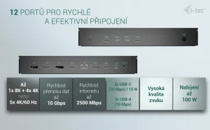 i-tec Universal dokovací stanice 5x 4K 100W - obrázek 7