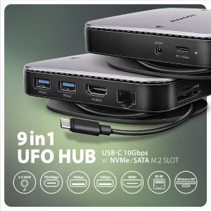AXAGON HMC-UFO USB hub 10Gbps HDMI 4K RJ-45 M.2 - obrázek 3