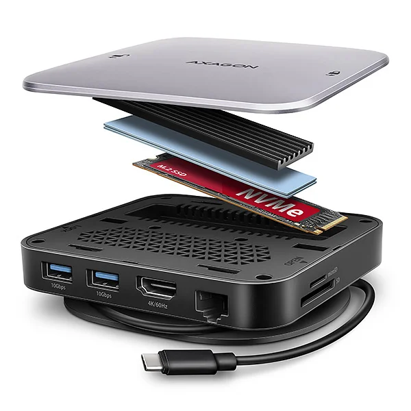 AXAGON HMC-UFO USB hub 10Gbps HDMI 4K RJ-45 M.2