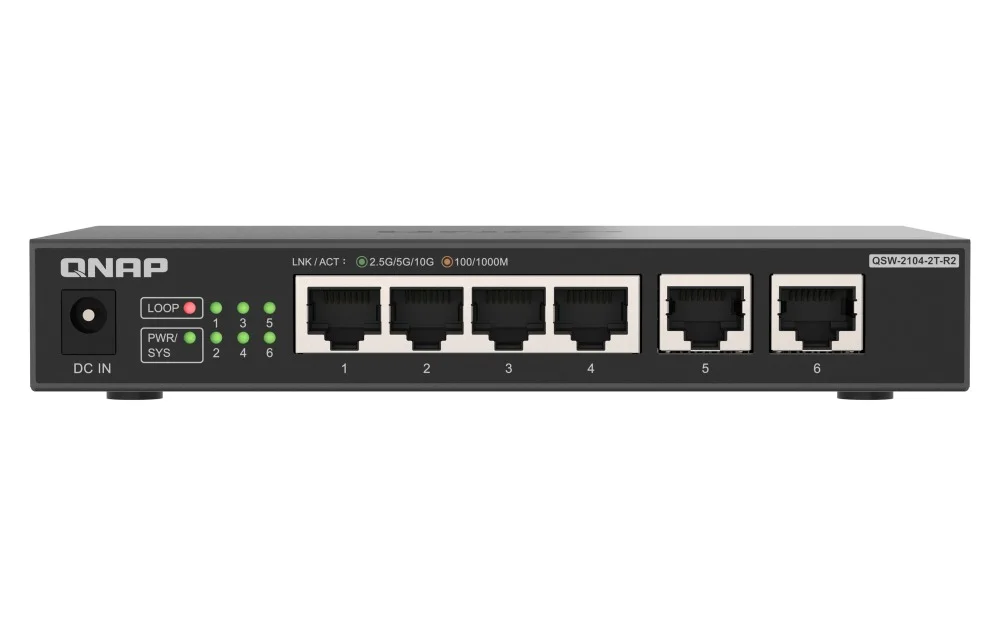 QNAP QSW-2104-2T-R2, 4x 2,5GbE + 2x 10GbE