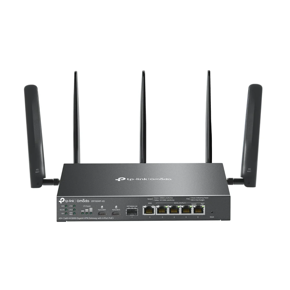 TP-Link ER706WP-4G AX3000 4xPoE+ VPN Gateway