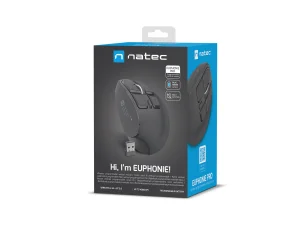 Vertikální bezdrátová myš Natec EUPHONIE PRO/Vertikální/Blue Sense/Pro praváky/2 400 DPI/USB+BT/Čern - obrázek 9