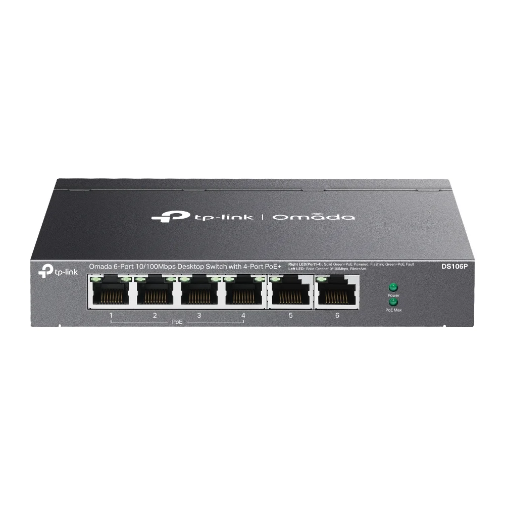 TP-LINK Omada DS106P switch 6x 10/100 Mbps