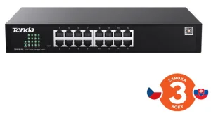 Tenda TEG2216D Websmart L2 cloud managed switch, 16x 10/100/1000 Mbps, Kov, Fanless-bez ventilátorů
